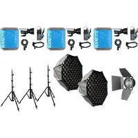 Nanlite Kit de projecteur LED bicolore FC-120B avec triple boîtier, pied d'éclairage, fresnel et softbox