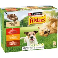 Friskies Adult en sauce bœuf, poulet, agneau pour chien – 12 x 85 g