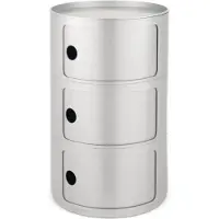 Kartell Componibili Classic Big Round Unité de Rangement 3 low elements | Silver