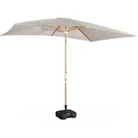 Sweeek Parasol Droit Sable Rectangulaire 2x3m. Mat Central Imitation Bois En Aluminium Orientable Et
