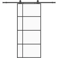 vidaXL Porte coulissante avec ferrure noire 90x205 cm verre ESG