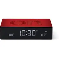 Lexon Réveil Flip Premium, réversible, rechargeable, écran LCD, électroluminescent, aluminium (rouge) Petite taille