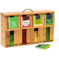 Relaxdays Distributeur de sachets de thé, Accessoires de thé, Marron