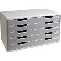 Exacompta MODULO A3 boîte à tiroirs 5 tiroirs gris pierre, pour A4-A3+, anti-poussière, silencieux avec arrêt de sécurité, empilable