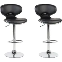 Beliani Ensemble de 2 tabourets de bar Recouvrement en similicuir noir Repose-pieds à hauteur réglable par vérin à gaz Glamour