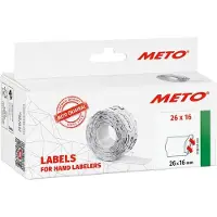 Meto - Adhésif Permanent - Blanc - 26 X 16 Mm 6000 Étiquette(S) (6 Rouleau(X) X 1000 Étiquettes