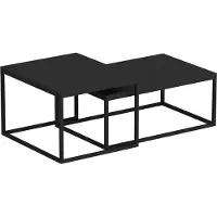 En.casa Set de 2 tables basses Aabenraa Table d'appoint en aggloméré et métal noir, mat