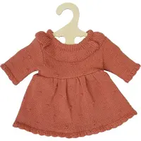 Heless Robe de poupée en tricot 100 % coton bio, pêche, taille 28-35 cm