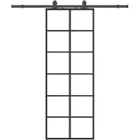 vidaXL Porte coulissante avec ferrure noire 76x205 cm verre ESG