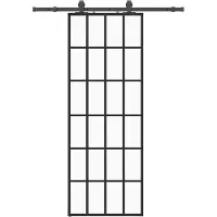 vidaXL Porte coulissante avec ferrure noire 76x205 cm verre ESG