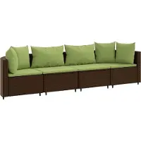 vidaXL Ensemble de salon de jardin 4 pièces avec coussins Marron Poly Rattan