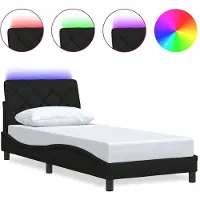 vidaXL Cadre de lit avec LED sans matelas noir 80x200 cm Tissu