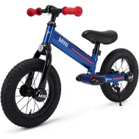 Vrooomy Vélo sans pédales MINI 16 pouces (3-6 ans) – Sous licence officielle, avec selle réglable, pneus en caoutchouc et selle confortable – Balance Bike – Bleu