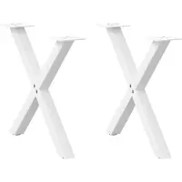 vidaXL Pieds de table basse en X 2 pcs. Blanc 60x(42-43) cm Acier