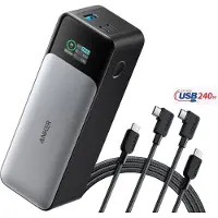Anker 737 - Power Bank (PowerCore 24K) + 2x USB-C Right Angle Cable, 240 W, twee (24000 mAh, 24 Wh), Chargeur de secours, Noir