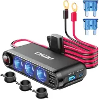 Amio Répartiteur allume-cigare + voltmètre Chargeur USB-C 12V 24V