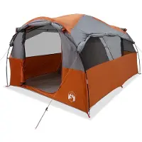 vidaXL Tente familiale tunnel, 6 personnes, gris et orange, imperméable