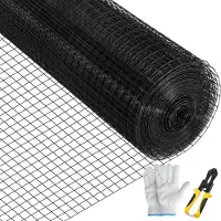 Vevor Grillage métallique 61x3048 cm treillis en acier galvanisé enduit de vinyle calibre 16 maille avec pince coupante et paire de gants tissu pour clôtures de jardin