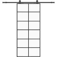 vidaXL Porte coulissante avec ferrure noire 90x205 cm verre ESG