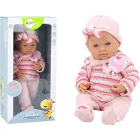 Lean Toys Bébé en pull rayé rose