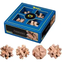Philos Set de puzzles I en bois 4 jeux de réflexion et de casse-tête différents