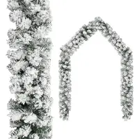 vidaXL Guirlande de Noël avec neige floquée Vert 20 m PVC