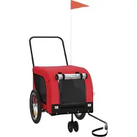 vidaXL Remorque pour vélo Chiens Rouge et Noir Tissu Oxford & Fer