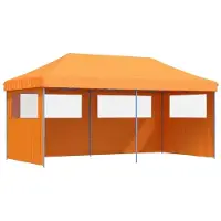 vidaXL Tente de réception pliable Pop-Up avec 3 parties latérales Orange
