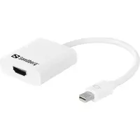 Sandberg Mini DP fermé (HDMI, 10 cm), Adaptateur données + vidéo, Blanc