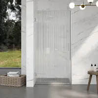 FortiFura Galeria Porte de douche - 200x90cm - 8mm - verre de sécurité - strié - charnières - poignée de porte - Inox brossé PVD - Verre clair SW1208821/SW1122566
