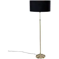QAZQA Lampadaire doré avec abat-jour ovale en velours noir 50 cm - Parte
