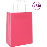 vidaXL Sacs en papier 50 pcs avec poignées rose 21x11x28 cm