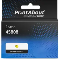 PrintAbout Ruban compatible pour Dymo 45808 (S0720880) - (19 mm) - Noir sur jaune