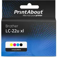 PrintAbout Cartouche compatible pour Brother LC-22u xl (LC-22U) - 4 couleurs - Multipack