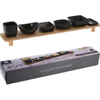 Koopman International Ensemble de saladiers – 6 pièces – Noir – Avec plateau