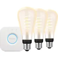 Philips Hue Filament White Ambiance Edison XL Lot de 3 + Bridge