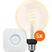 Philips Hue Filament White Ambiance Globe XL Lot de 5 + Bridge