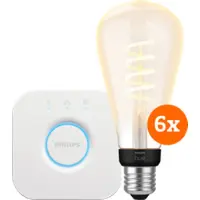 Philips Hue Filament White Ambiance Edison XL Lot de 6 + Bridge