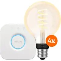 Philips Hue Filament White Ambiance Globe Lot de 4 + Bridge