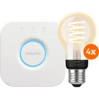 Philips Hue Filament White Ambiance Standard Lot de 4 + Bridge