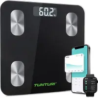 Tunturi Smart Scale - Balance - Bluetooth - Poids utilisateur jusqu'à 180 kg - Balance personnelle avec application - incluant l'analyse corporelle