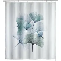 Wenko Rideau de douche anti-moisissure Ginkgo - Polyester - 180 x 200 cm - Gris