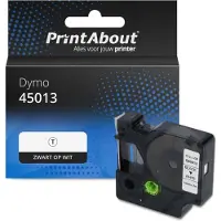 PrintAbout Ruban compatible pour Dymo 45013 (S0720530) - (12 mm) - Noir sur blanc