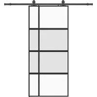 vidaXL Porte coulissante avec ferrure noire 90x205 cm verre trempé