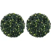 vidaXL Boules de buis artificielles avec lumières LED 2 pcs vert 45 cm