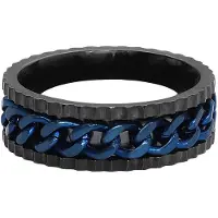 EtNox Bague de - Chaîne - pour Homme - noir/bleu - Taille S