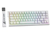 Attack Shark X68HE - Clavier de jeu filaire à interrupteur magnétique - 66 touches - RGB - touches PBT imprimées en soie - corde décorative - 8Khz - 0.01mmRT - 0.125ms - Ligne de contour blanche
