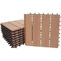 MCW (teck linéaire vertical) Carreau de sol en WPC, finition Rhône +, aspect bois, balcon/terrasse, 11x chaque 30x30cm = 1m² Premium
