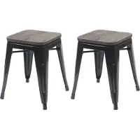 MCW 2x tabouret -A73, assise en bois incluse