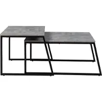 En.casa Table d'ensemble 'Hyllestad' set de 2 pièces noir/imitation béton